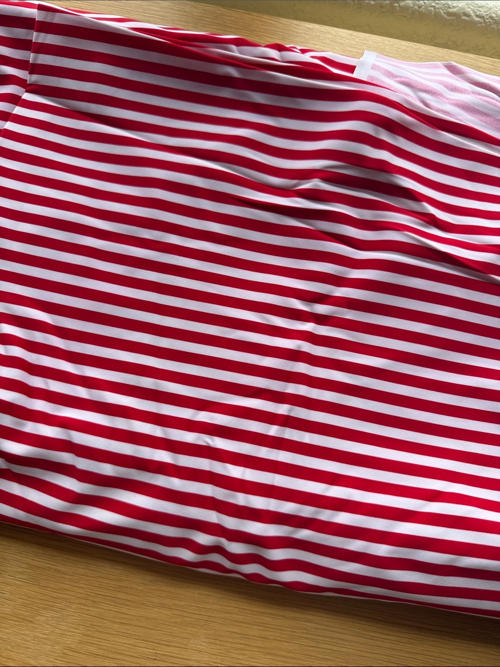 Matte nylon red striped swim fabric, nylon fabric, fabric by the yard